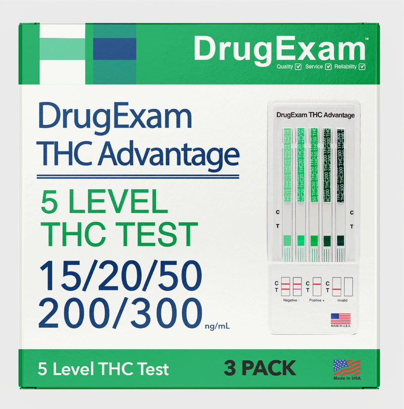 3 Pack - DrugExam Multi Drug Screen Test. Testing for THC/Marijuana in Urine. Detailed Instrustions Included. (3) 3