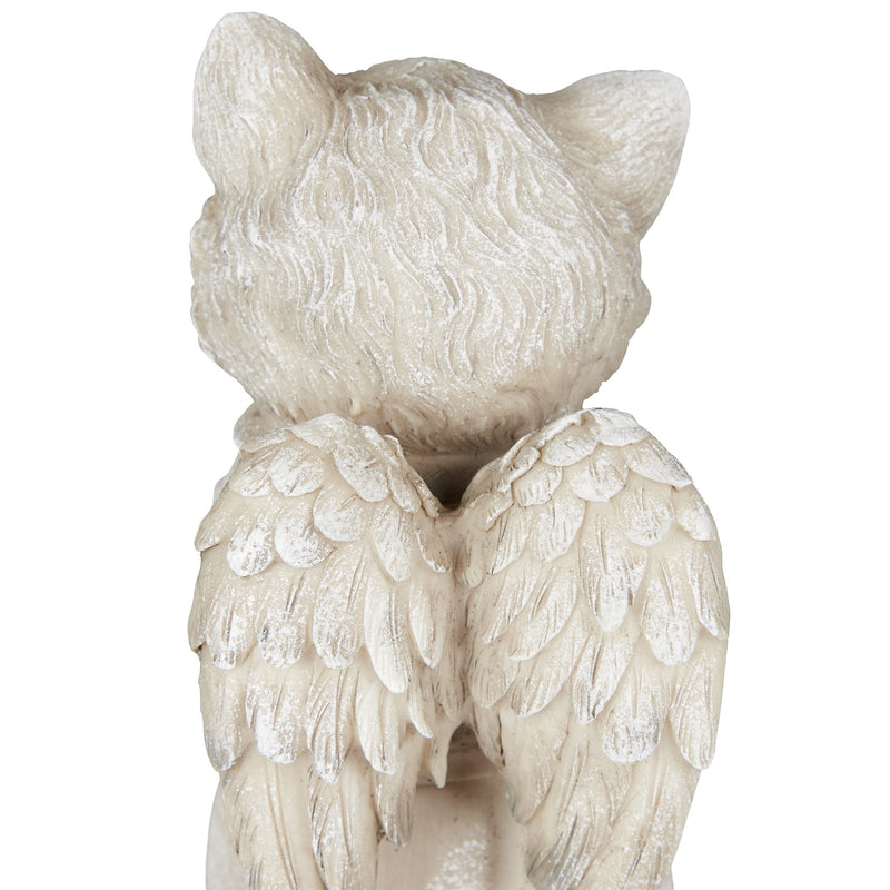 Relaxdays Grave Ornament for Cat, Garden Decoration Figure, Keepsake for Animal, Cat Angel, Weatherproof Cat Memorial Stone, Cream - BeesActive Australia