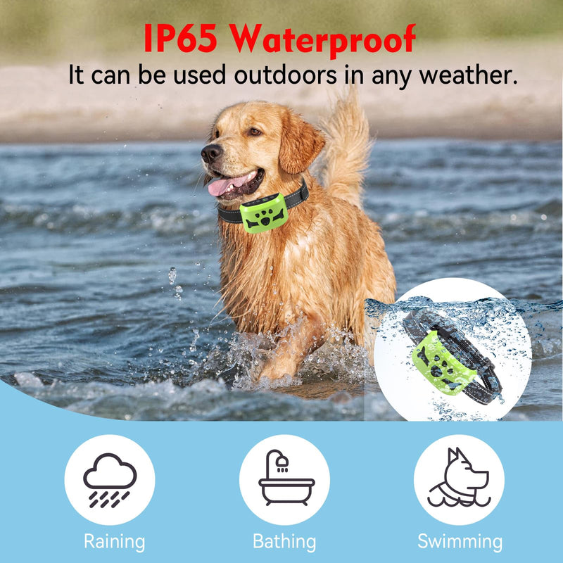 Dog Bark Collar, Anti Bark Collars for Large Medium Small Dogs with 7 Level Sensitivity Adjustable and 4 Stop Barking Modes, Rechargeable Bark Collar No Shock for Dogs with Beep Vibration Shock yellowgreen - BeesActive Australia