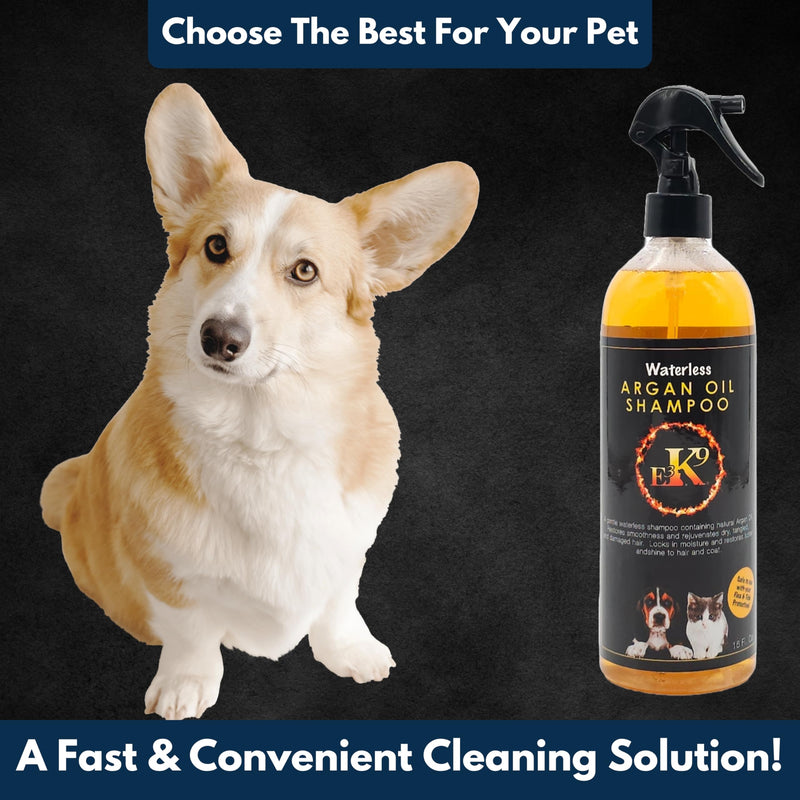E3 Waterless Argan Oil Shampoo for Pets, 16oz - Fortified with Nanoencasulated Nano Vitamins A,C,E &F - No-Rinse Formula, Moisturizes and Conditions, Gentle and Effective, Vet Approved - BeesActive Australia