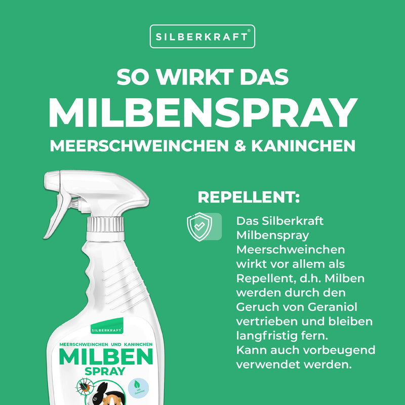 Silberkraft mite spray for guinea pigs, rabbits & small animals 500 ml, reliable mite protection, useful parasite defense, efficient and guaranteed helpful anti-mite agent - BeesActive Australia