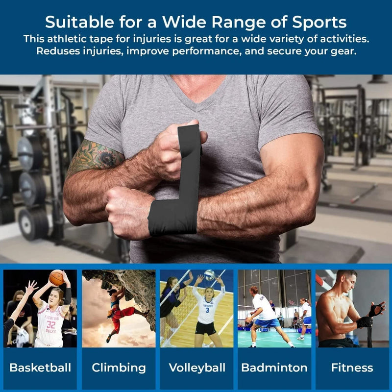 Athletic Tape ‚Äì 3 Adhesive Rolls-1.5" x 15 Yards per roll -No-Sticky Residue ‚Äì Black Medical Tape - Sport Tape -Skin Friendly, Use for Athletes,Coaches, Amateurs Black - 45 yards - BeesActive Australia