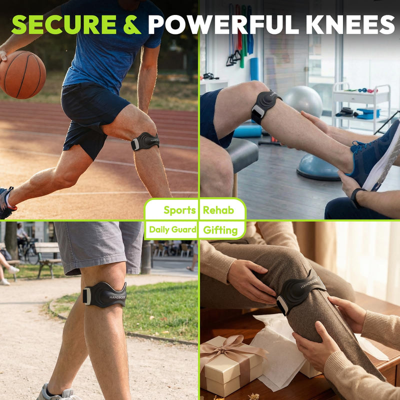 Patellar Tendon Support Strap, Silicone Knee Brace for men women, Adjustable Patella Band Support Pain Relief, Fit Hiking, Running, Basketball, Jumpers Knee, Osgood Schlatter, 2 Pack Black, 2 PCS Silicone Patella Straps - BeesActive Australia