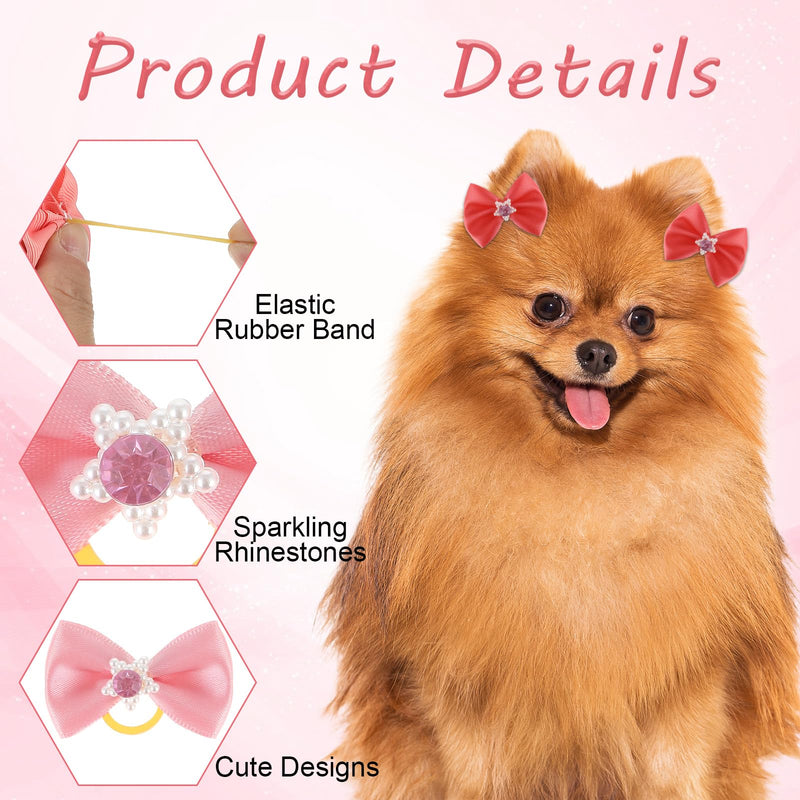 24Pcs Pink Dog Bows Small Size Dog, Small Dog Hair Bows, Puppy Bows for Dogs Ears, Girl Puppy Hair Bows, Cute Yorkie Hair Accessories for Large Dogs Puppies - BeesActive Australia