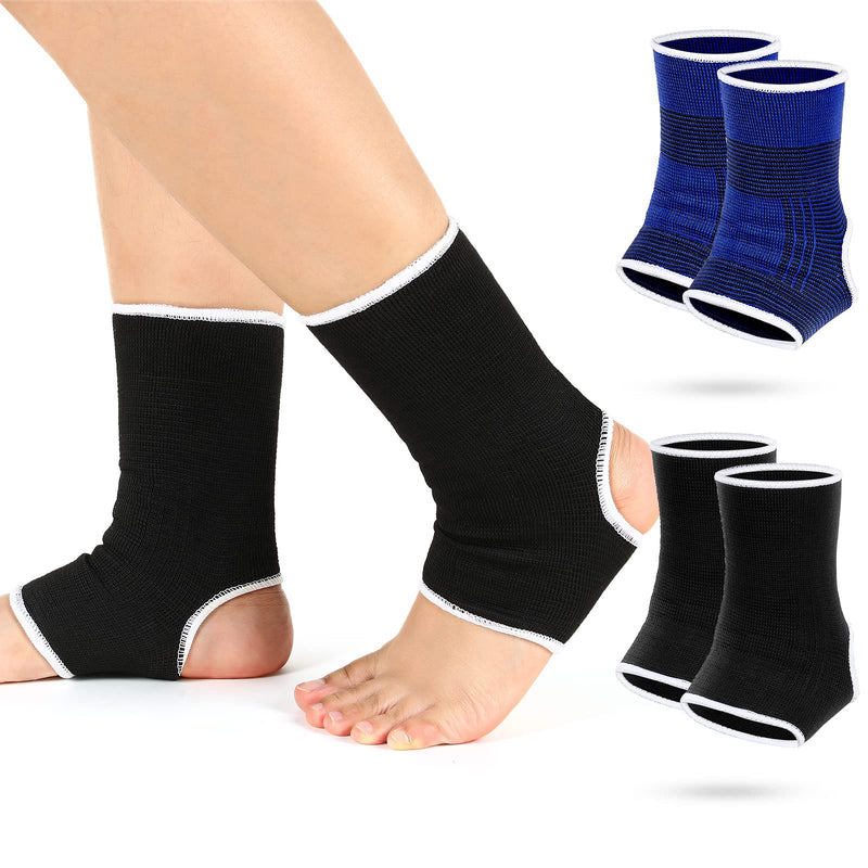 Haysandy 4 Pieces/ 2 Pair Kids Ankle Support Brace Elastic Kids Compression Socks Knitted Ankle Sleeve for Jogging Running Fitness(Black, Dark Blue,5-10 Years) 5-10 Years Black, Dark Blue