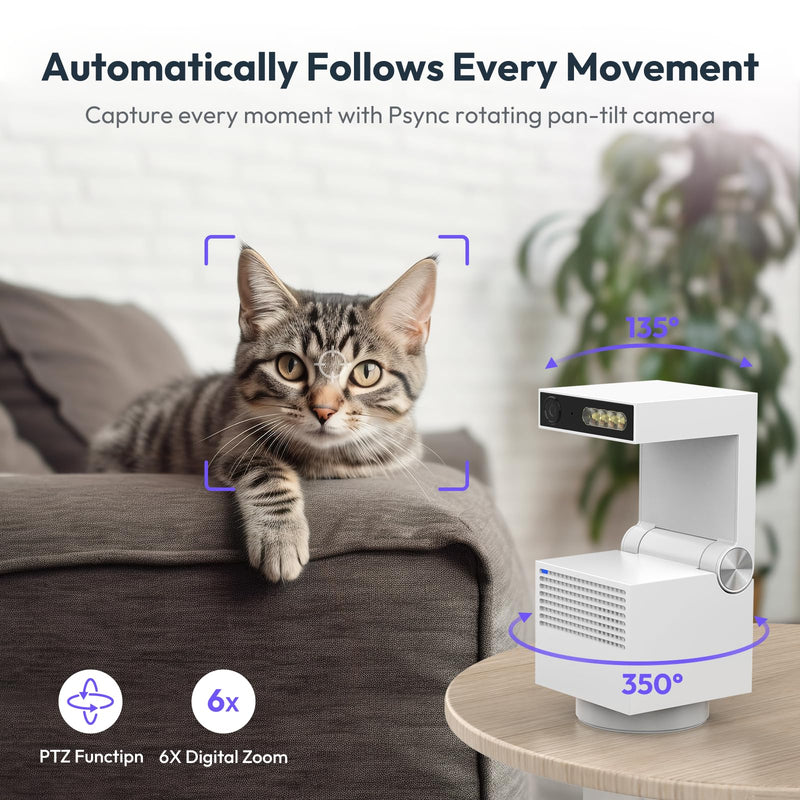 Genie S 5MP HD Indoor Security Camera with 6X Zoom, 2-Way Audio, Privacy Protection, Motion Tracking for Baby & Pet, 350° Pan & 135° Tilt, 32GB Local Storage, Compatible with Alexa - BeesActive Australia