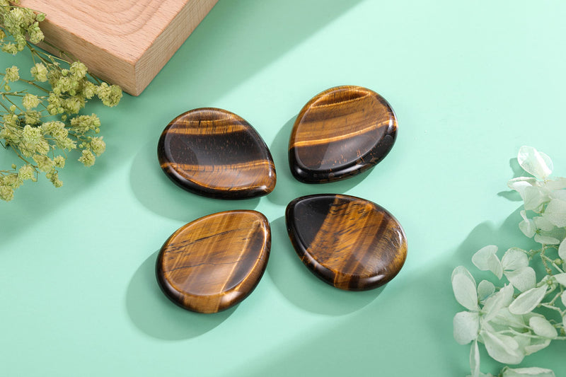 CrystalTears Tiger's Eye Thumb Worry Stone Healing Crystal Pocket Palm Stone Worry Stones for Anxiety Stress Relief #1 Tiger's Eye