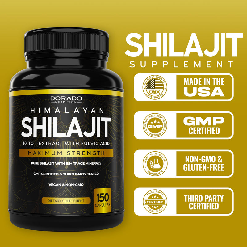 Pure Himalayan Shilajit with 85+ Trace Minerals (150 Capsules, 1000mg Extract per Serving) Pure Shilajit Capsules for Men & Women with Fulvic Acid for Immune Support - USA Made