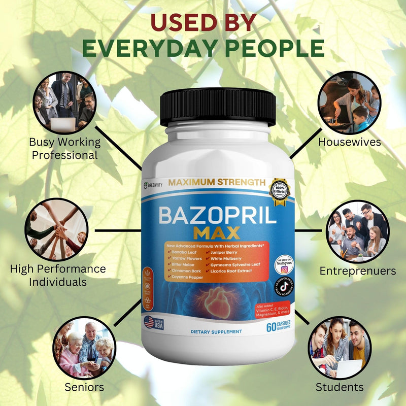 Bazopril Max Maximum Strength Dietary Supplement, 60 Capsules, with Herbal Blend, Vitamins & Minerals (1) 1