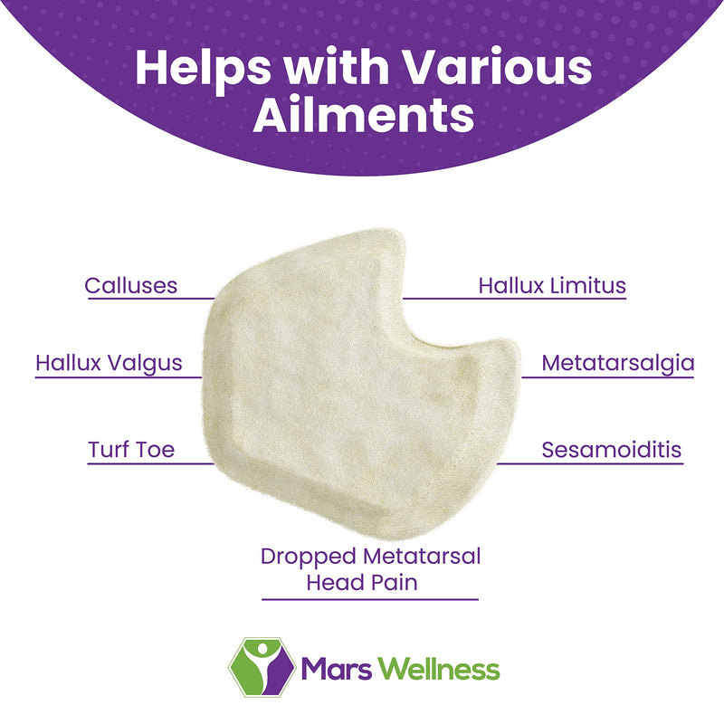 Premium Dancers Pads for Ball of feet Pain - Sesamoiditis Pads - Made in USA - 1/4" Thick Adhesive Skived Felt - 12 Pieces - Left Foot