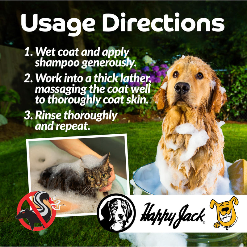 Happy Jack Mephidide Anti Skunk Shampoo for Dogs, Cats, Pets – Hypoallergenic Skunk Odor Remover for Dogs – Deodorizing Dog Shampoo (16oz) - PawsPlanet Australia