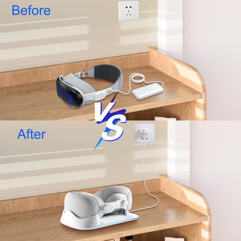 Charging Dock Compatible with Vision Pro, Supporting LED Breathing Lights/Magnetic Charging and Vision Pro Battery Charger Stand,Designed for Apple Vision Pro Stand - BeesActive Australia