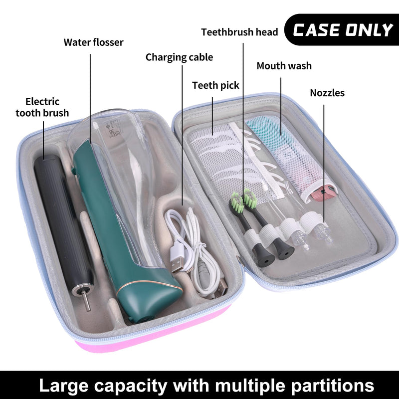 SMYV Water Flosser Travel Case, Portable Dental Oral Irrigator Travel Organizer, Hard Eva Storage Bag for Flosser, Electric Toothbrush, Toothpaset and Irrigator Accessories (Case Only) - Pink - BeesActive Australia