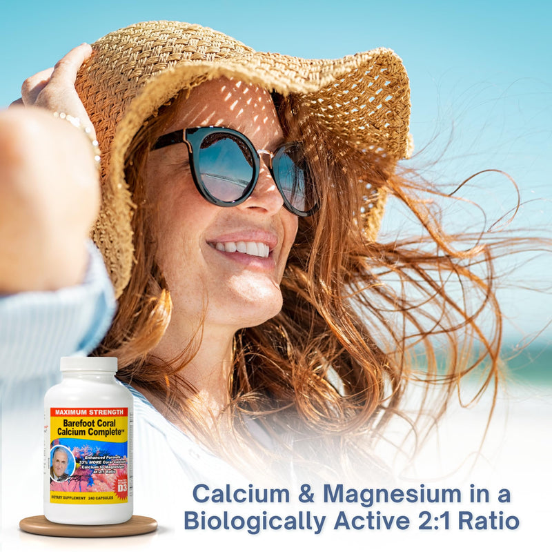 240 Capsules - Coral Calcium 1500mg | Calcium, Magnesium, Vitamin D3 & 72 Trace Minerals - Bone Health - Developed by Bob Barefoot 240 Count (Pack of 1)