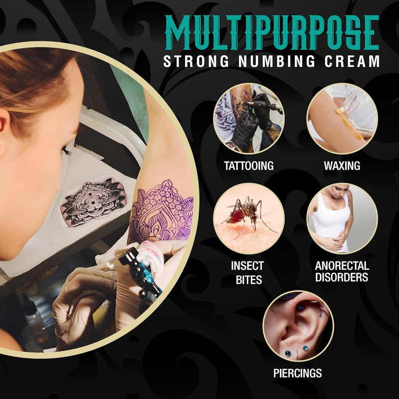 Tattoo Numbing Cream(50ml/1.7oz), 6 Hours Maximum Strength Painless Tattoo Numbing Cream, Tattoo Numbing Cream Extra Strength, Best Tattoo Numbing Cream, Numbing Cream for Tattoos Extra Strength - BeesActive Australia