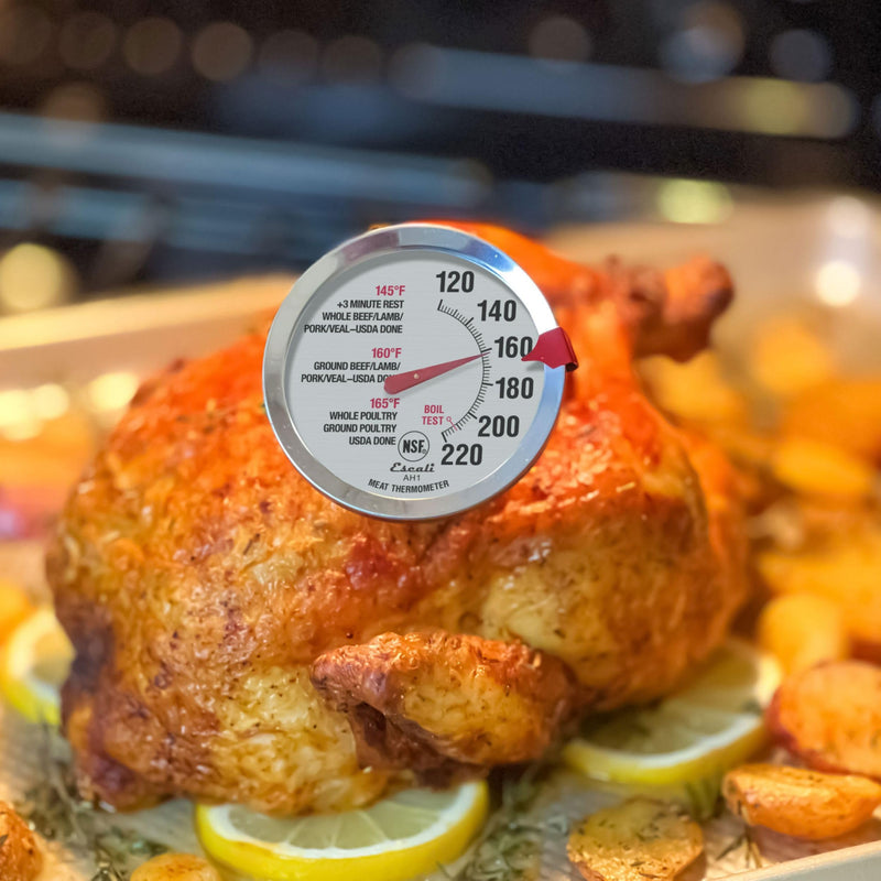 Escali AH1 2 Pack Oven Safe Meat Thermometers, Stainless Steel, Thermometer with 2.5 inch Large Dial, Oven and Grill Safe Temperature Gauge for Cooking, Roasting, Baking, Candy, Steak, Turkey Analog Silver 2 pack