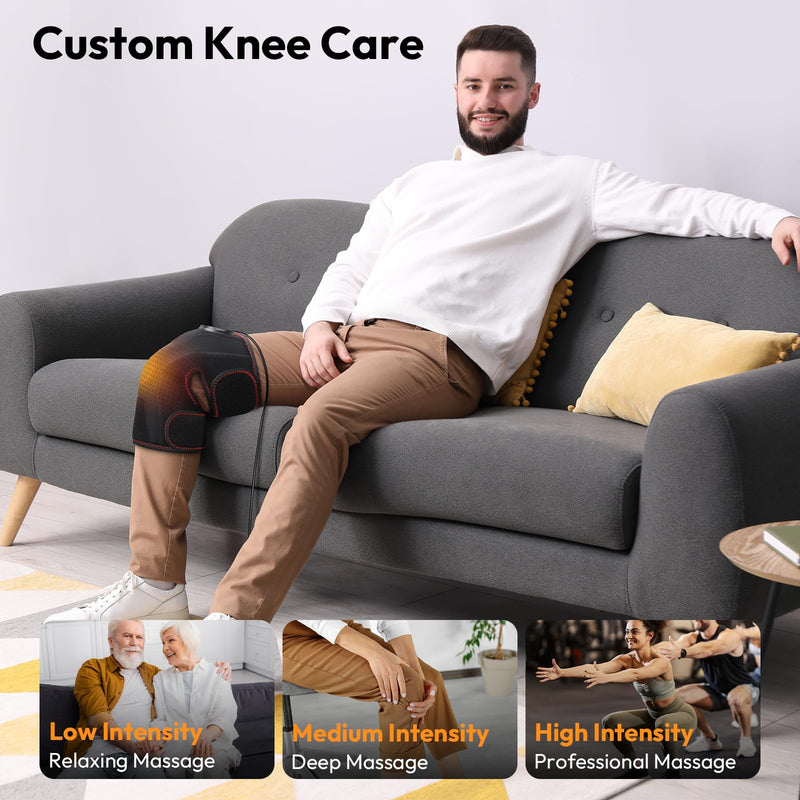 QUINEAR Air Compression Knee Massager with Heat, Knee Brace Wrap for Arthritis Pain Relief, Heating Pad for Knee for Circulation and Pain Relief,3 Modes & 3 Intensities Single - BeesActive Australia