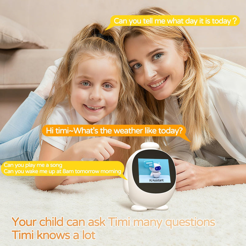 Kids Intelligent AI Alarm Clock, Ok to Wake Clock for Kids, Sleep Trainer Clock for Toddler, Adorable Digital Alarm Clock, AI Voice Clock with Chat, Time Management Gift for Children