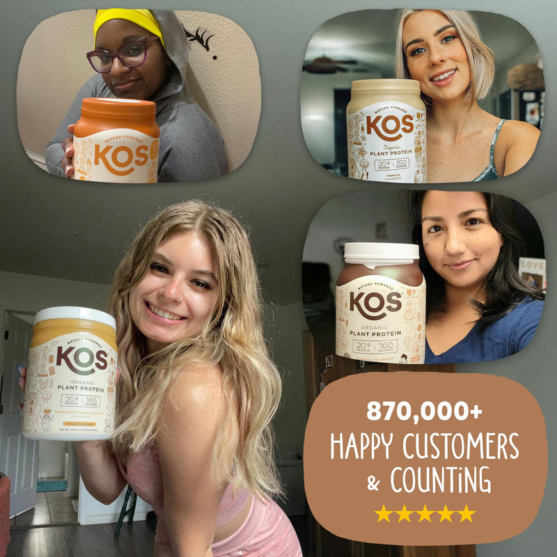 KOS Vegan Protein Powder, Chocolate Peanut Butter - Low Carb Pea Protein Blend, USDA Organic Superfood with Vitamins & Minerals - Keto, Soy, Dairy Free - Meal Replacement for Women & Men - 10 Servings 13.05 Ounce (Pack of 1)