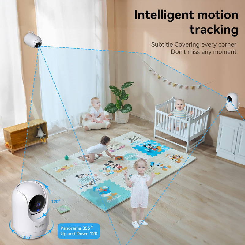 BondFree Baby Monitor with Camera and Audio, 2K Smart Baby Monitor with App,Temperature& Humidity,2-Way Talk,Night Vision,14 Lullabies,Cry & Motion Detection,4X Zoom-2.4Ghz WIFI Baby Monitor - BeesActive Australia
