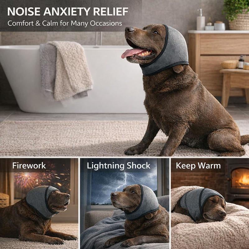 Dog Ear Muffs, Waterproof Noise Protection Dog Ear Covers Defenders, Adjustable Dogs Snood Ear Covers for Anxiety Relief, Swimming,Grooming,for Noise Anxiety Thunder Fireworks Swimming Bath