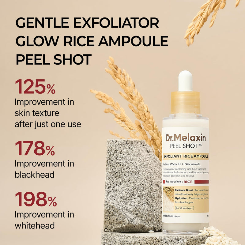 Peel Shot Glow White Rice Peeling Ampoule, Soft Exfoliating Face and Body Scrub Dead Skin Cells Remover for All Skin Types korean skin care 80ml - BeesActive Australia