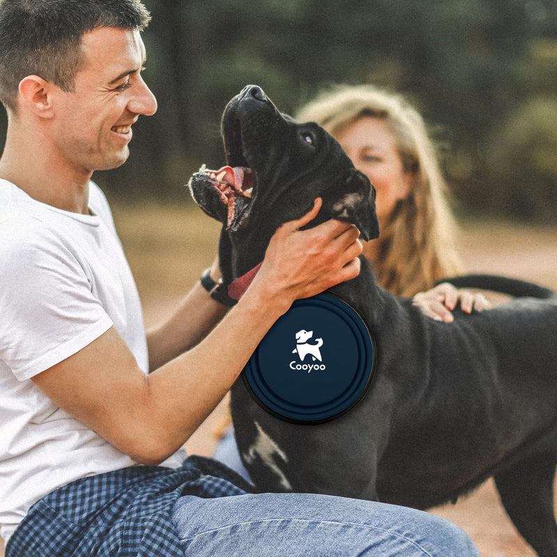 COOYOO Collapsible Dog Bowl,2 Pack Collapsible Dog Water Bowls for Cats Dogs,Portable Pet Feeding Watering Dish for Walking Parking Traveling with 2 Carabiners Small 03#Blue Haze+Dark Blue - BeesActive Australia