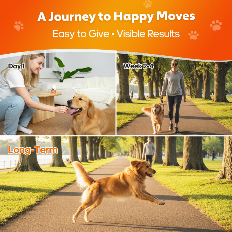 Hip and Joint Supplement for Dogs, Joint Pain Relief Supplement with MSM, Glucosamine, Chondroitin, Support Mobility, Health Chews for Dog, 120 Chews Hip & Joint