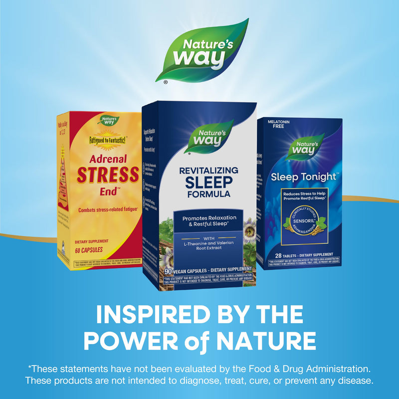 Nature's Way Revitalizing Sleep Formula, Promotes Restful Slumber*, 90 ct | Promotes Relaxation and Restful Sleep*, with L-Theanine, Valerian Root Extract, and 5-HTP, Vegan, Dairy-Free, Gluten-Free