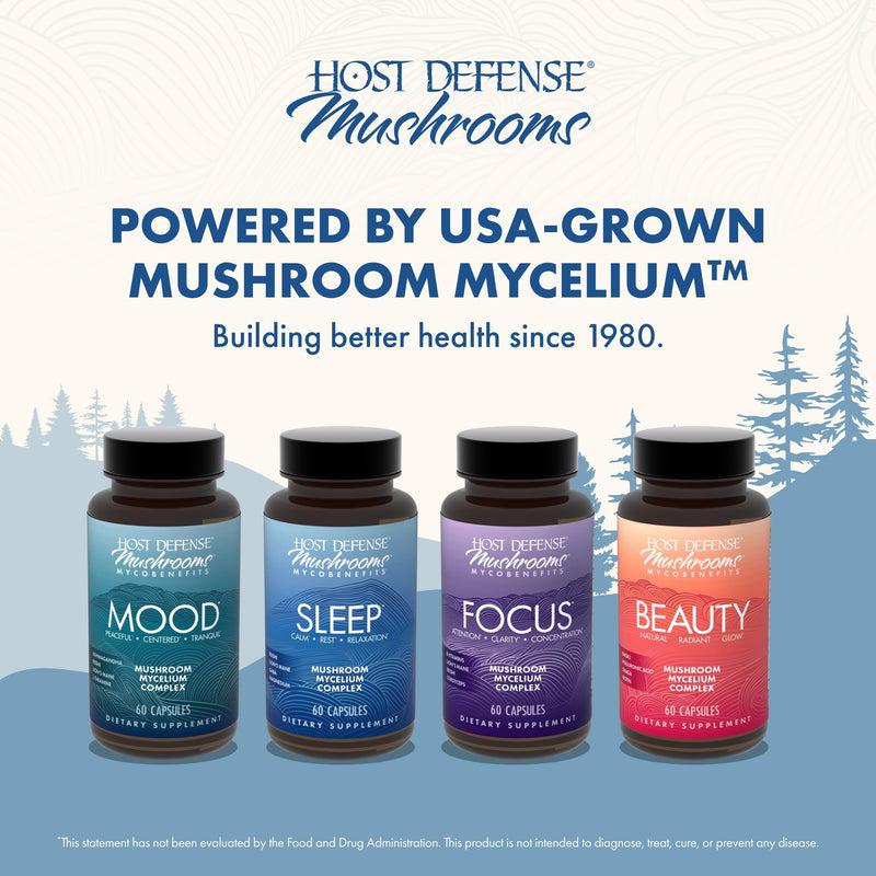 Host Defense MycoBenefits Sleep*, Rest Support, 60 Capsules | Healthy Sleep Quality, Calming Supplement with Magnesium, Lion's Mane and GABA, Aids Balanced Rest Cycles, 30 Servings