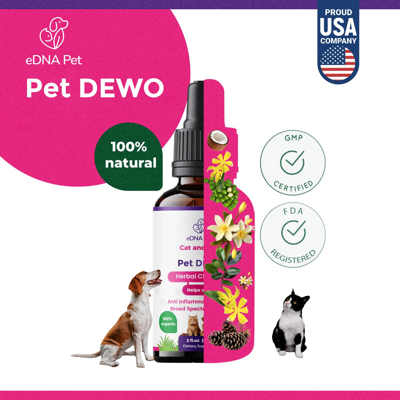 eDNA Pet Herbal Cleanse Drops for Cats & Dogs – Natural PAU D’Arco & Plant-Based Blend – Daily Digestive & Immune Wellness Support – 2 fl oz