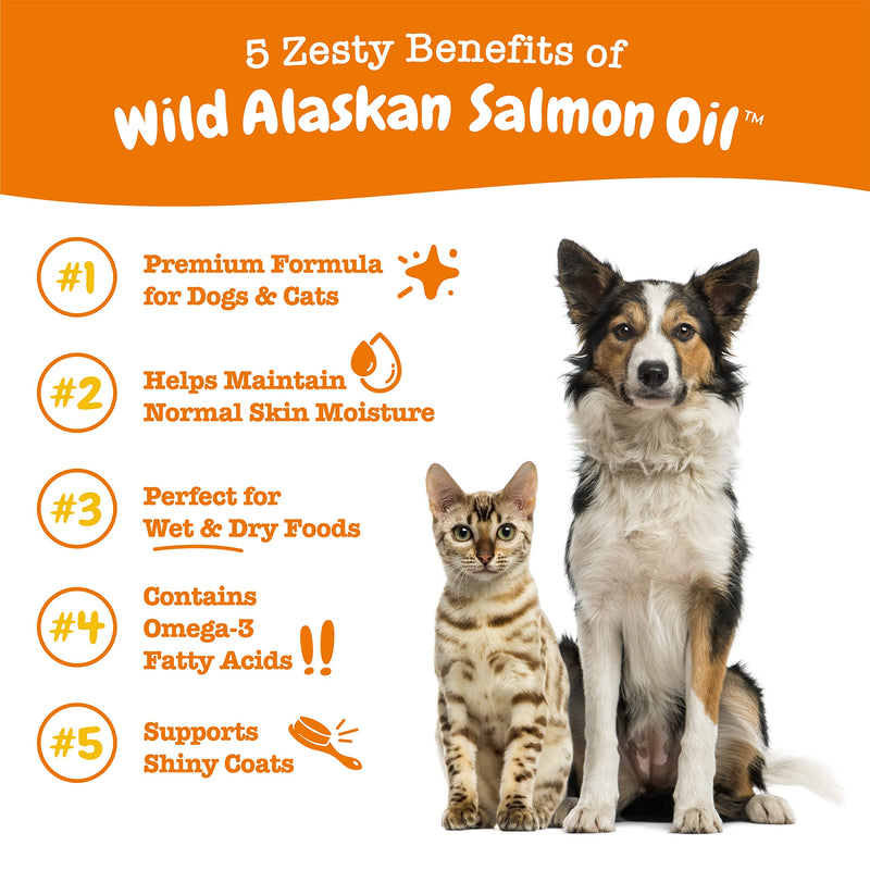 Wild Alaskan Salmon Oil Formula for Dogs & Cats - Omega 3 Skin & Coat Support - Liquid Food Supplement for Pets - Natural EPA + DHA Fatty Acids for Joint Function, Immune & Heart Health 32oz 32 Fl Oz - PawsPlanet Australia