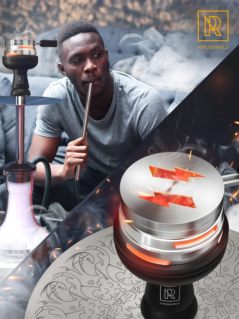M. ROSENFELD Hookah Coal Holder - Hookah Charcoal Holder – Hookah Heat Management System - Hookah Head for Shisha Hookah Flavor - Hookah Accessories - Hookah Flavor Saver Hookah Coal Cover HULI Silver - BeesActive Australia