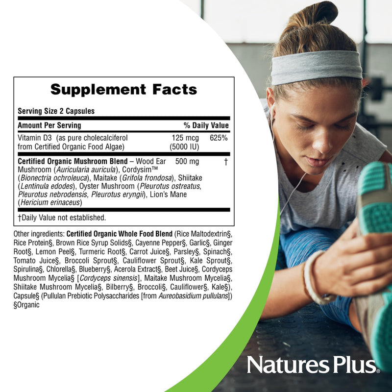 NaturesPlus Source of Life Garden Vitamin D3 - 60 Capsules, Pack of 2 - Immune System Support - USDA Certified Organic, Non-GMO, Vegan, Gluten Free - 60 Total Servings 60 Count (Pack of 2)