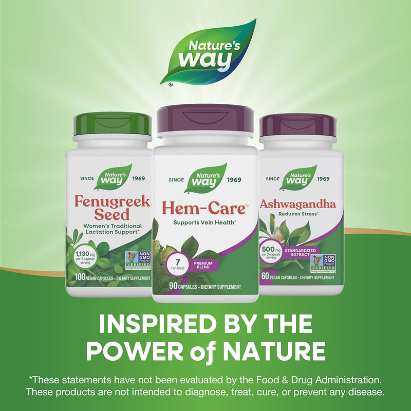 Nature's Way Premium Hem-Care, Vein Health Blend, 90 Capsules | Seven-Part Blend with Vitamins C & E, Choline, Calcium, Phosphorus and Horse Chestnut Extract for Vein Health*