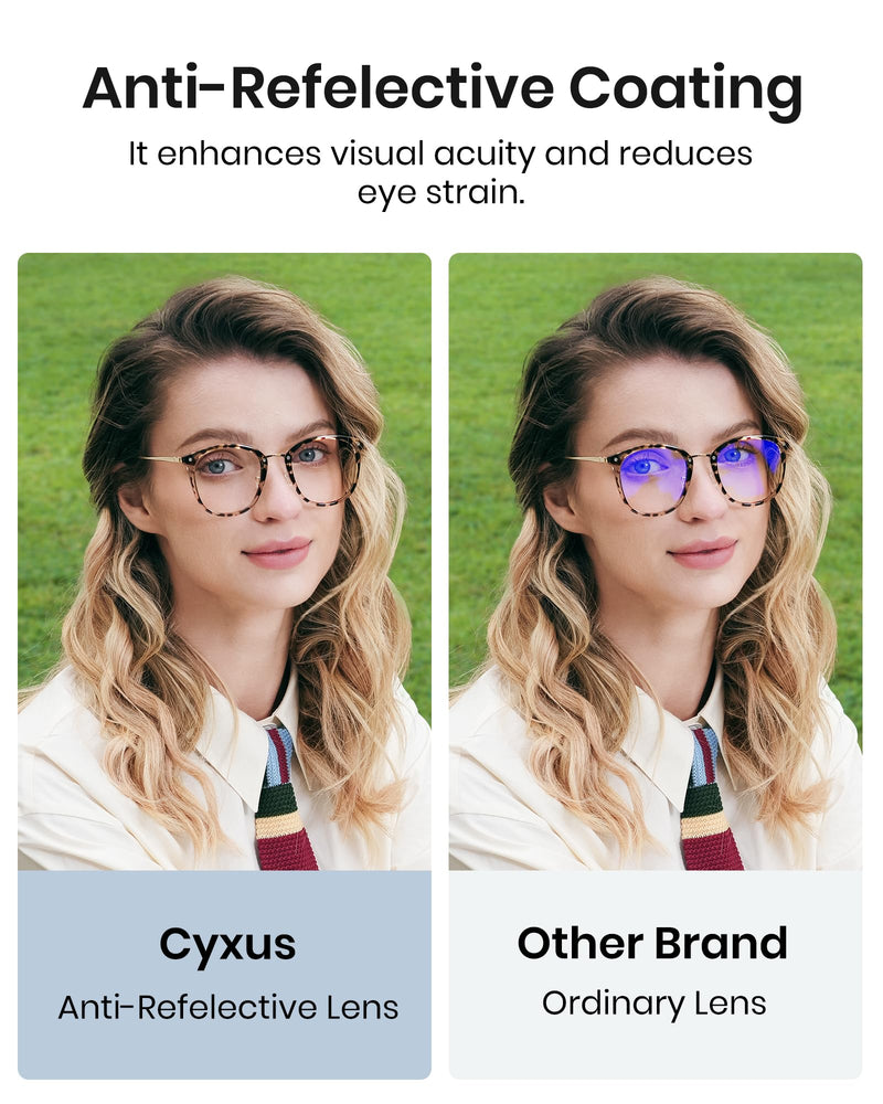 Cyxus Blue Light Glasses for Women, Blue Light Blocking Eyeglasses for Women, Round Computer Eyewear Anti Eye Strain Glasses 1-leopard 8169 clear - BeesActive Australia