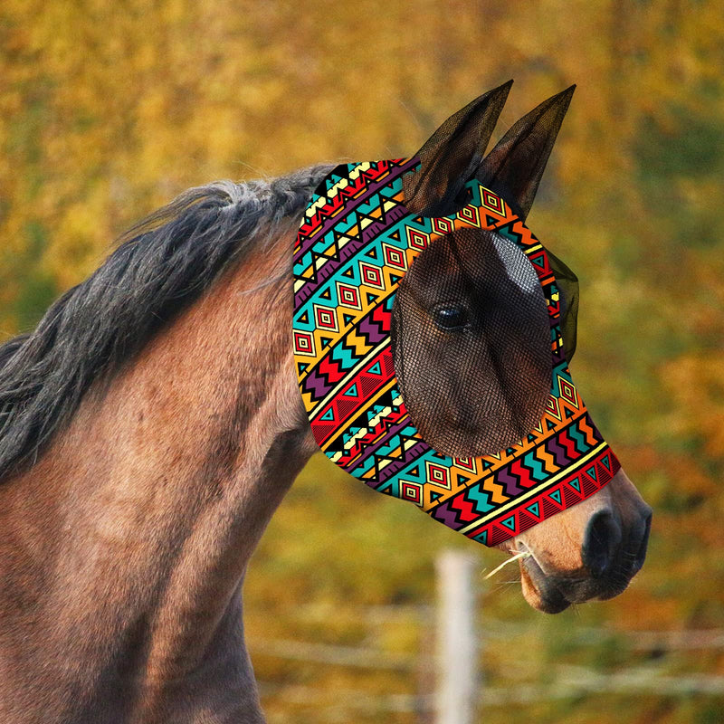 Frienda 3 Pieces Horse Fly Mask with Ears for Horses Face Covering Elasticity Smooth and Comfortable Horse Mask with UV Protection Sun Protection Horse Mask for Horses(L) L - BeesActive Australia