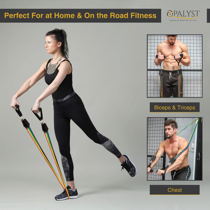 11pcs Resistance Band Set for Home Gym – Heavy Duty Exercise Tube Bands with Handles, Door Anchor & Ankle Straps – Full Body Workout Equipment for Strength Training, Yoga, Pilates, Physical Therapy