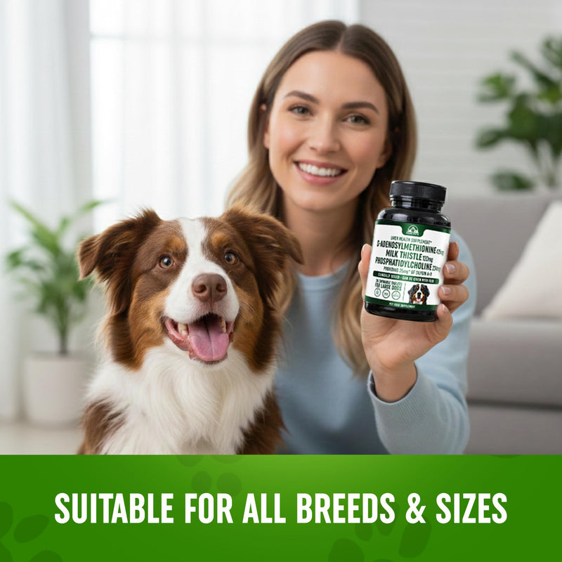 Liver Support Supplement for Large Dogs with Silymarin (Same & Silybin) S-Adenosyl-L-methionine (SAM-e) & Silybum (Milk Thistle) Dog Liver Supplement - 3rd Party Tested, Non GMO - 30 Chewable Tablets Large Dogs (Over 35 lbs)