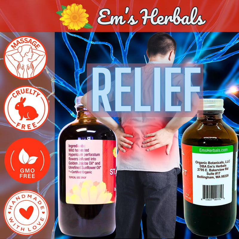 Em's Herbals Fresh St. John’s Wort Oil - Wild Harvested in USA, Natural Solution for Nerve Discomfort, Skin Eruptions, Wound Care, Scar, and Stretch Marks - Skin, Face, Body, Hair, Massage Oil (4 Oz) 4 Fl Oz (Pack of 1) - BeesActive Australia