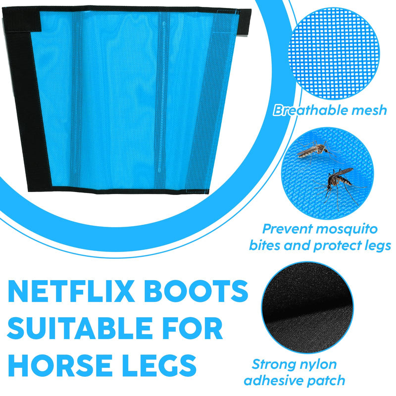 Fly Boots for Horses Set of 4, Horse Fly Boots Prevent Mosquito Bites, Fly Boots for Horses, Breathable Mesh Fly Leg Wraps for Horses Sky Blue 4 Pack - BeesActive Australia