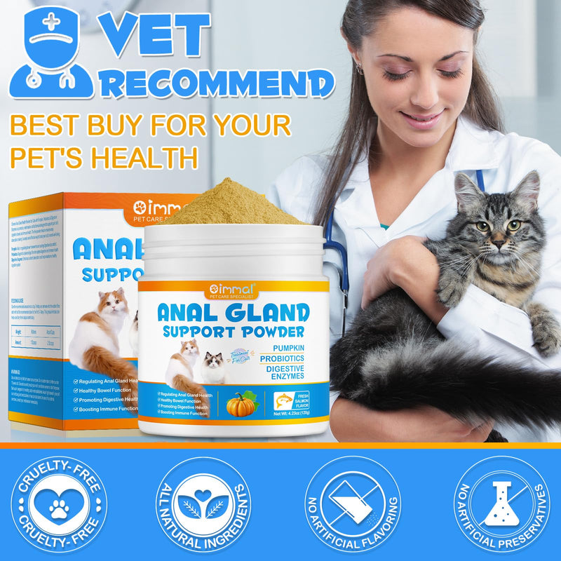 Anal Gland Support Powder for Cats, Anal Gland Supplement Powder with Pumpkin and Probiotics Supports Cats Anal Gland Health, Pet Supplement Anal Gland Support Powder Treatment for Cats - 120g - BeesActive Australia