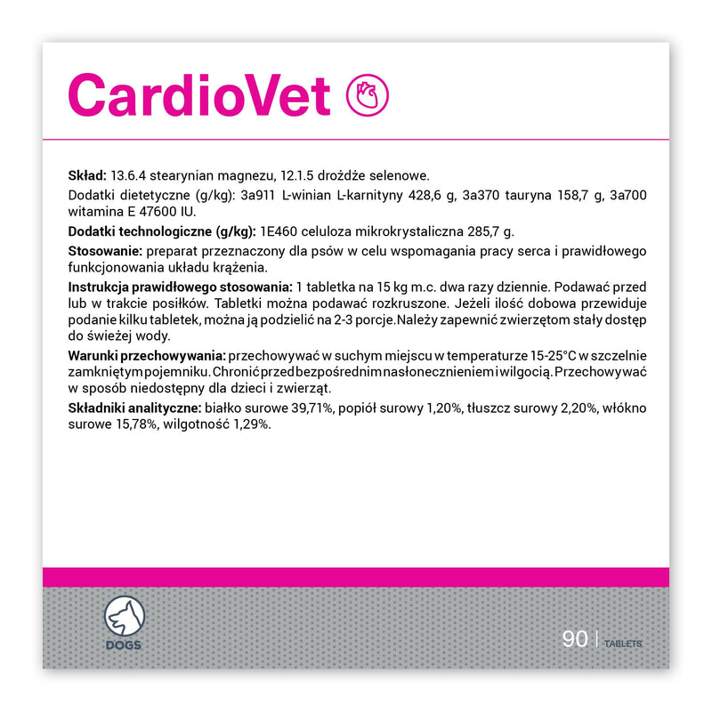 Vet Expert CardioVet Heart Health Supplement for Dogs – Supports Cardiovascular Function with L-Carnitine, Taurine, Vitamin E & Selenium – 90 Capsules