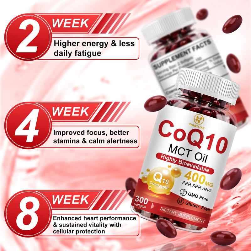 CoQ10 400mg Per Serving, 300 Softgels Extra Strength with MCT Oil | Coenzyme Q10 as Ubiquinone, Antioxidant Support for Heart & Energy Health, Non-GMO,Gluten & Soy-Free,150-Day Supply 300 Count (Pack of 1)