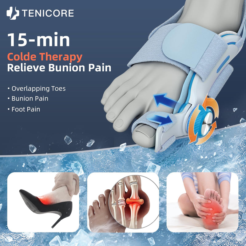 Bunion Corrector for Women Men Big Toe with Cold Compress Pad, FSA Eligible HSA Adjustable Knob Double Correction Bunion Fix Relief, Bunion Splints Hammer Toe Straightener, Blue