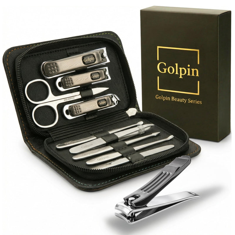 9 Pcs Manicure Set for Men & Women – Stainless Steel Manicure & Pedicure Kit with Travel Nail Grooming Case, Nail Clippers, Cuticle Tools – Gift-Ready Mens Manicure Kit & Womens Grooming Set Black