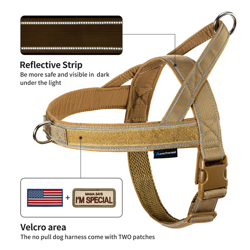 No Pull Dog Harness with Soft Padded Handle,Reflective Strip Escape Proof and Quick Fit to Adjust Dog Harness,Easy for Training Walking for Small & Medium and Large Dog(Brown,L) L Brown - BeesActive Australia