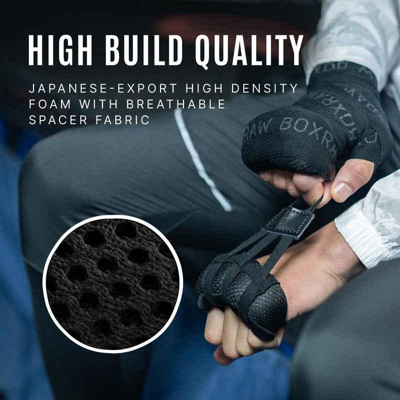 BOXRAW Knuckle Guards for Boxing- Left & Right Pads with Japanese Foam - Hand Guard for Protection - Includes Wash Bag Medium Black