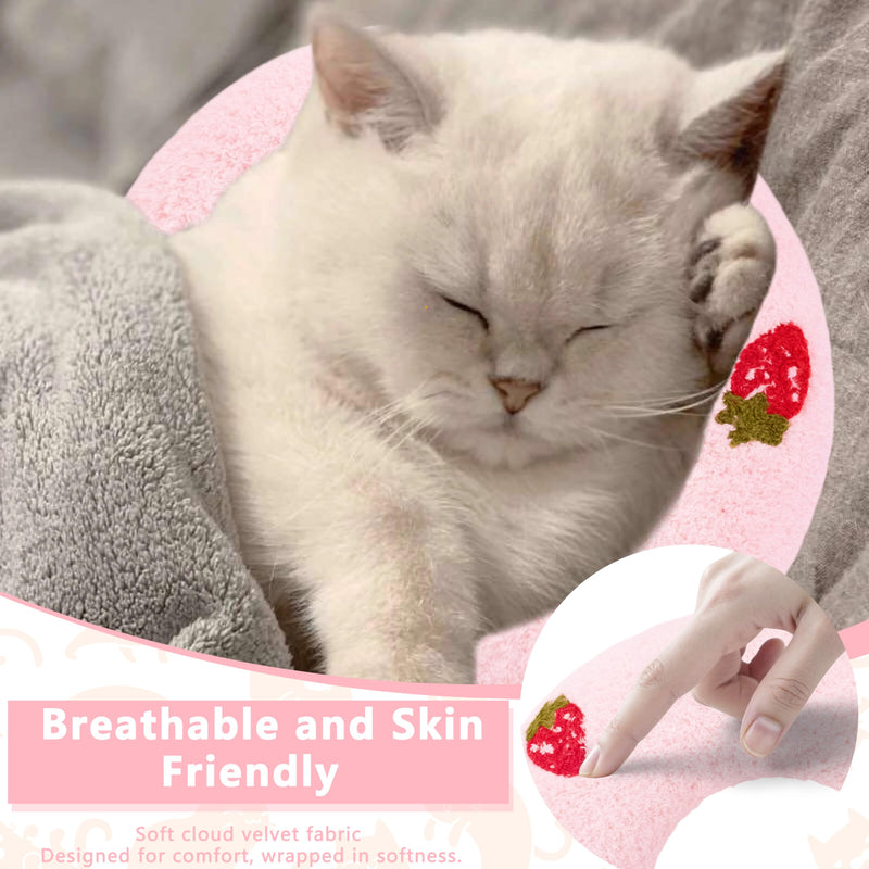 Cat Pillow, Ultra Soft Fluffy Half Donut Cat Calming Pillow with Cute Pattern, Cat Pillow for Indoor Cats, Relieve Pet Anxiety and Provide Joint Support, Machine Washable.(Pink) Pink