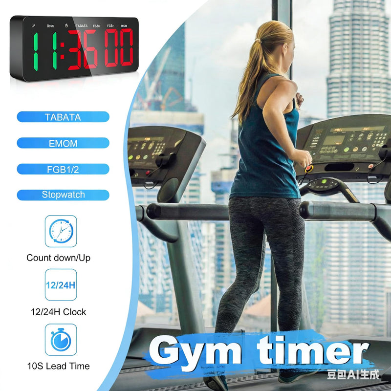 Samshow Gym Timer - Large Digital Gym Interval Workout for Fitness Enthusiast | 6 Display Modes Gym Timer Clock for Home Gym Garage Living Room Classroom Office - BeesActive Australia